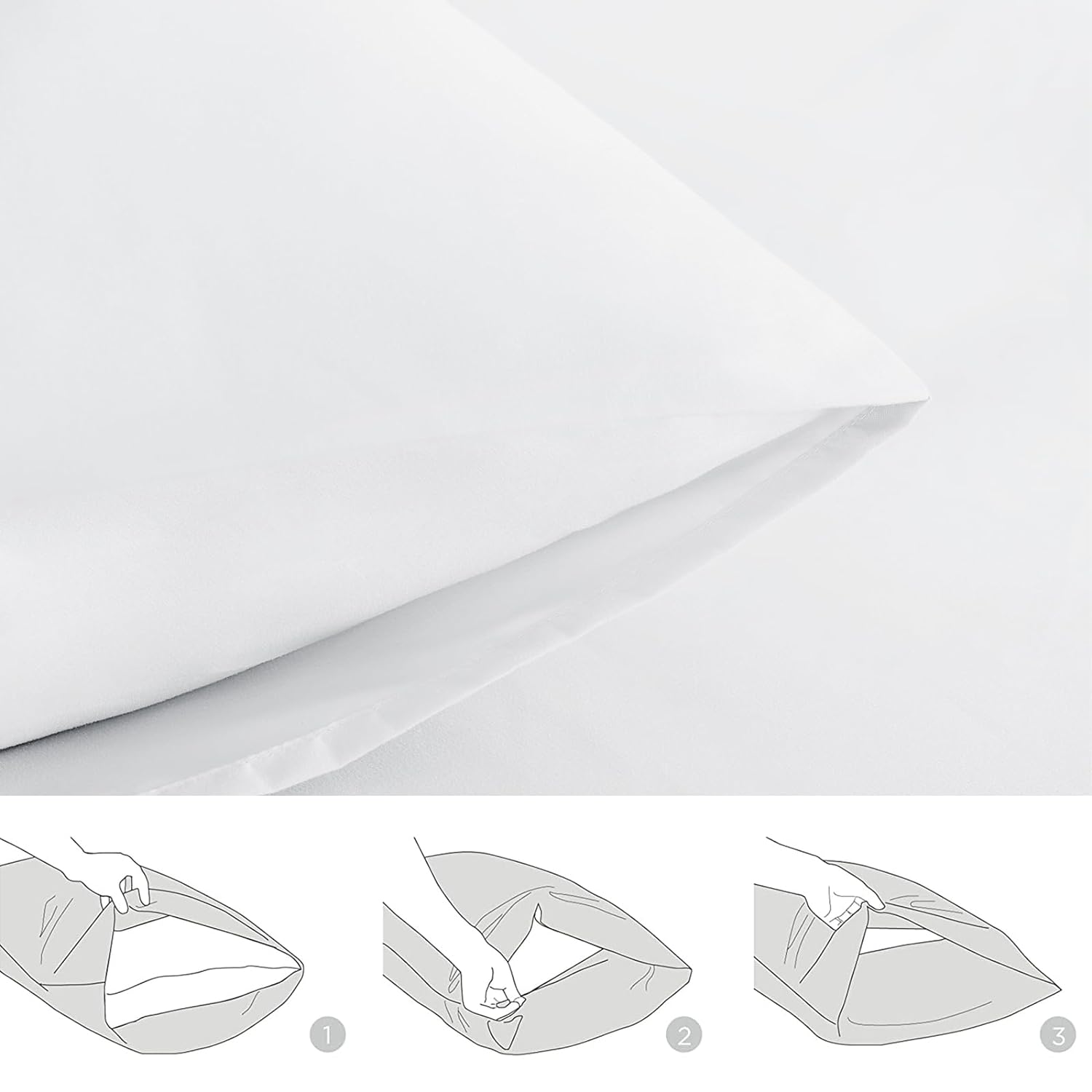 Great Choice Products Queen Size Pillow Cases Set Of 2 - White Queen Pillowcase 2 Pack With Envelope Closure, Soft Brushed Microfiber Bed Pill…