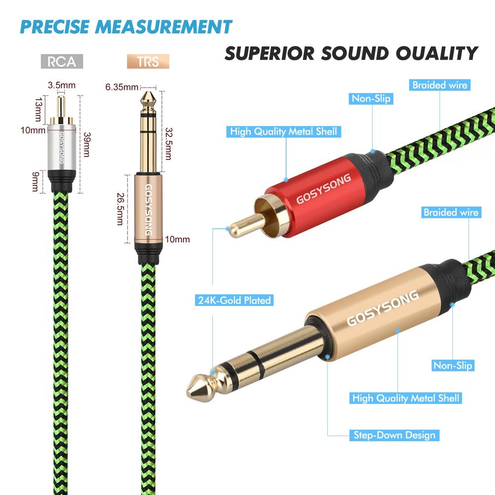 Great Choice Products Rca To 1/4 Cable 25Ft, 1/4 Trs To Rca Y Splitter Cable, 1/4 To Dual Rca Audio Cable