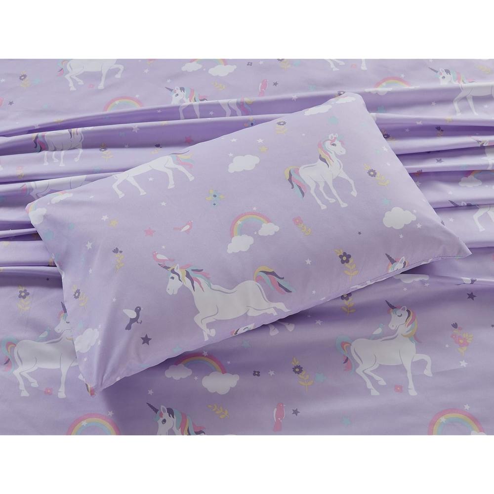 Great Choice Products Sheet Set Kids/Teens Unicorn Bird Star Flower Cloud Lilac Purple Pink Yellow White New # Lilac Unicorn (Full)