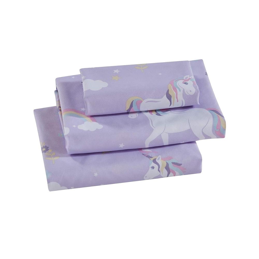 Great Choice Products Sheet Set Kids/Teens Unicorn Bird Star Flower Cloud Lilac Purple Pink Yellow White New # Lilac Unicorn (Full)