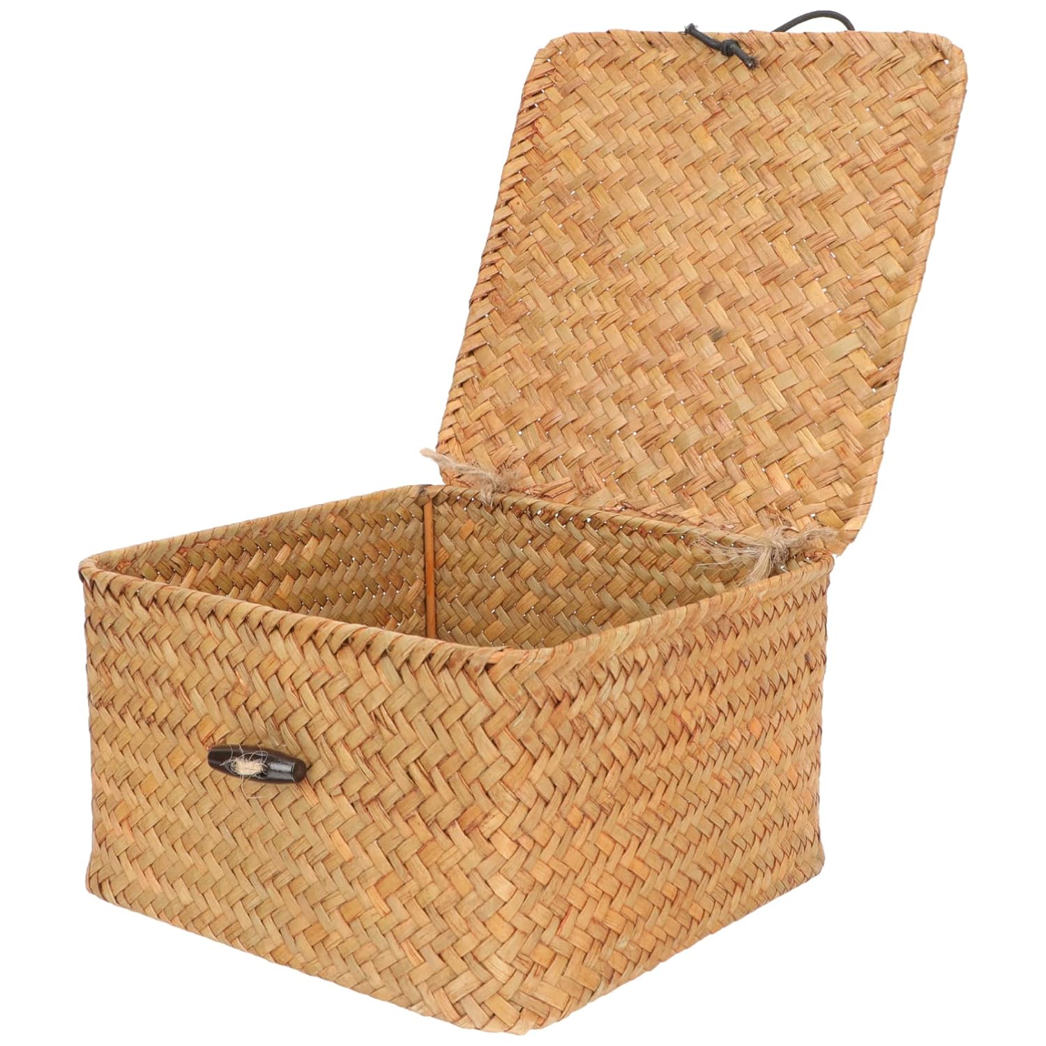 Great Choice Products Straw Storages Baskets With Lid: Handwoven Wicker Storage Bins Square Household Organizer Boxes Shelf Wardrobe Organizer…
