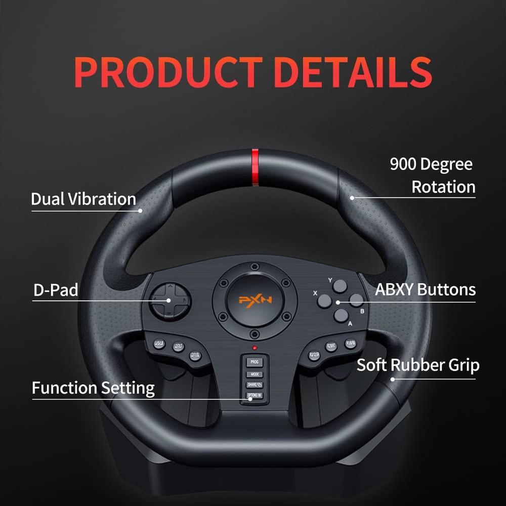 Great Choice Products Pc Racing Wheel, V900 Universal Usb Car Sim 270/900 Degree Race Steering Wheel With Pedals For Ps3, Ps4, Xbox One, Xbox …