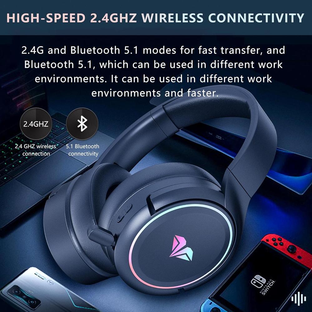 Great Choice Products Python Fly X7 Pro Wireless Gaming Headset – Lossless 2.4 Ghz & Bluetooth 5.1 – 30 Hour Battery Life – Usb-C – 3D Audio -…