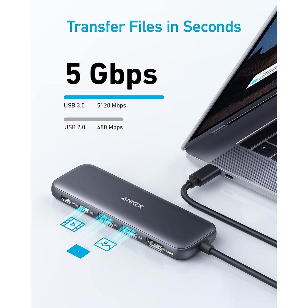 Anker Play Anker 332 USB-C Hub Adapter 5-in-1 4K HDMI Display 85W Charge for MacBook/Laptop