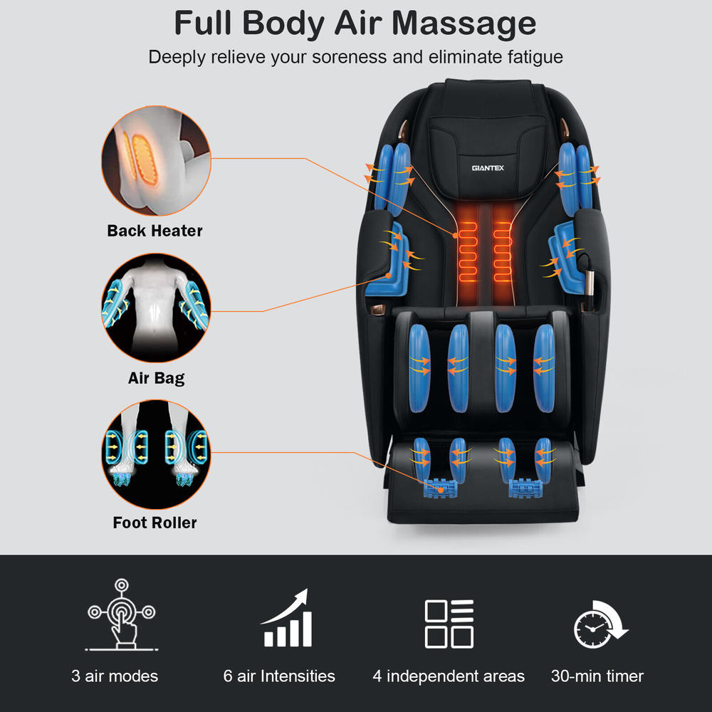 Giantex Zero Gravity Full Body Massage Chair w/ SL Track Heat Installation-free