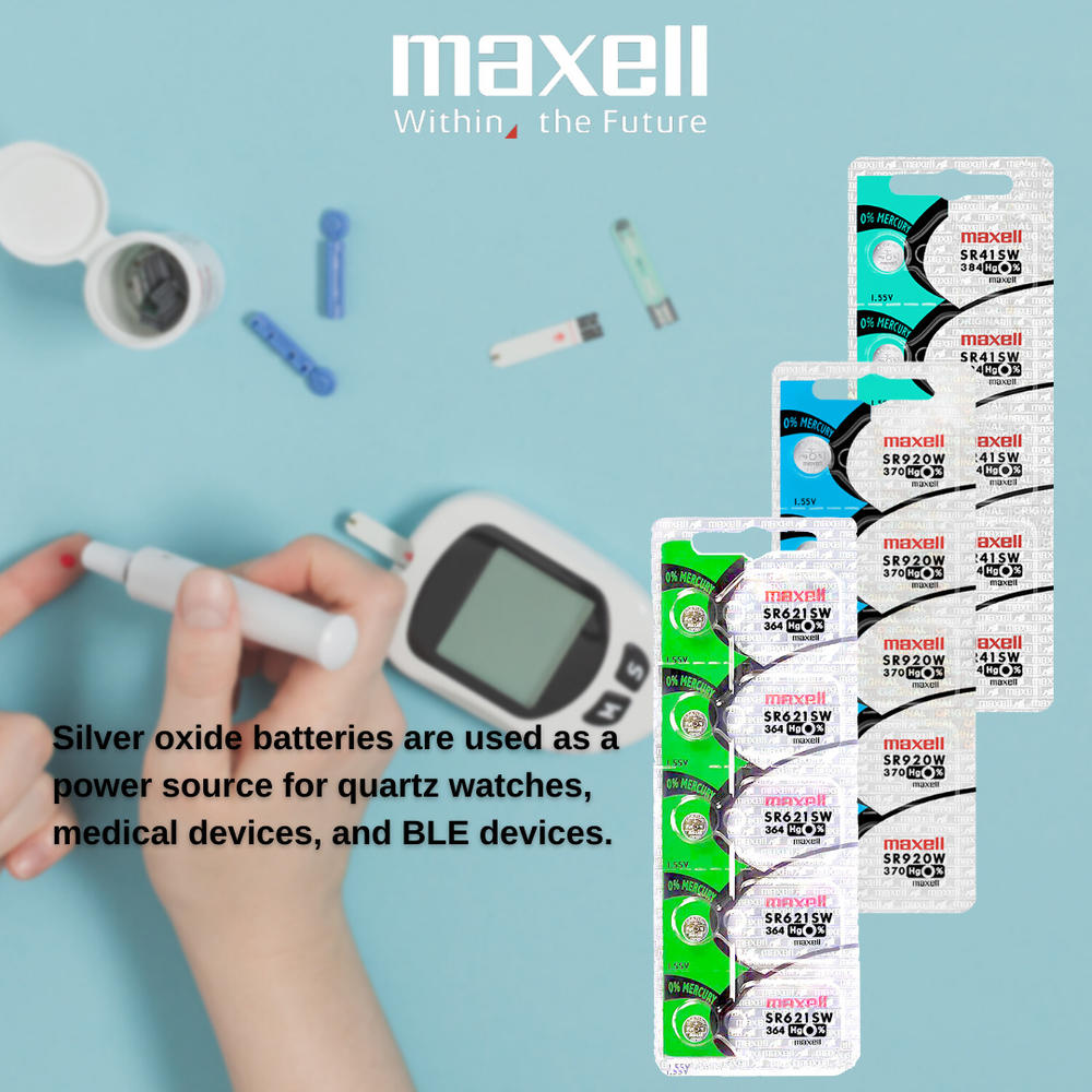 Maxell 365 SR1116W Silver Oxide Watch Batteries (100 Batteries)