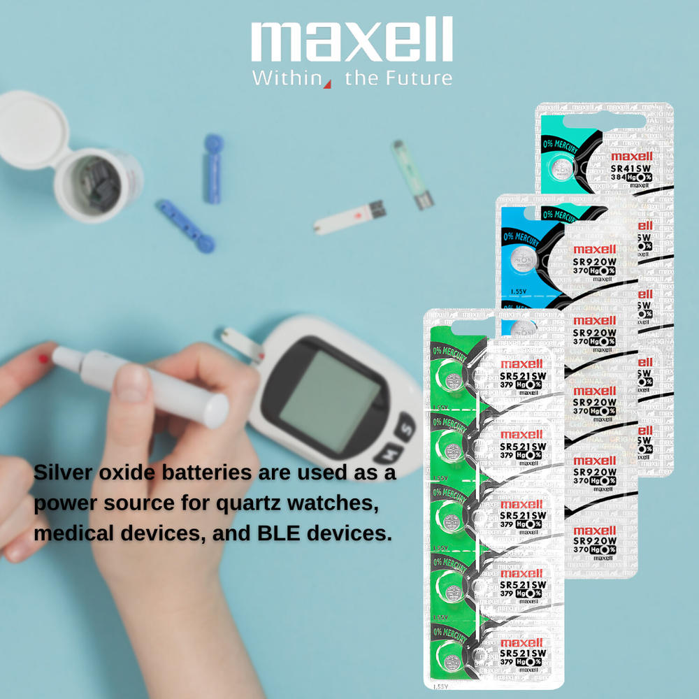 Maxell 379 SR521SW Silver Oxide Watch Batteries (2 Batteries)