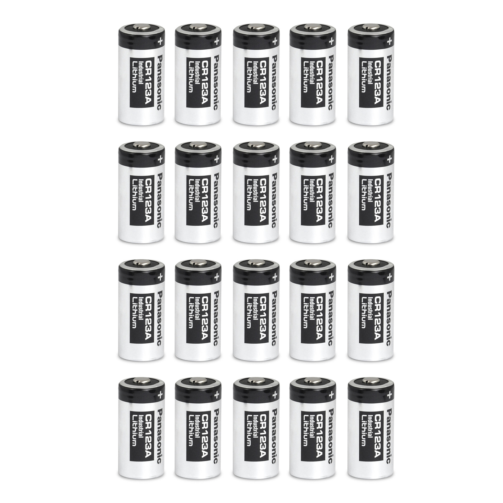 Panasonic CR123A 3V Industrial Lithium Batteries (Silver/Black) (20 Pack) +Track