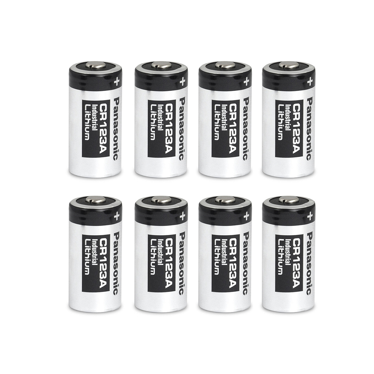 Panasonic CR123A 3V Industrial Lithium Batteries (Silver/Black) (8 Pack) + Track