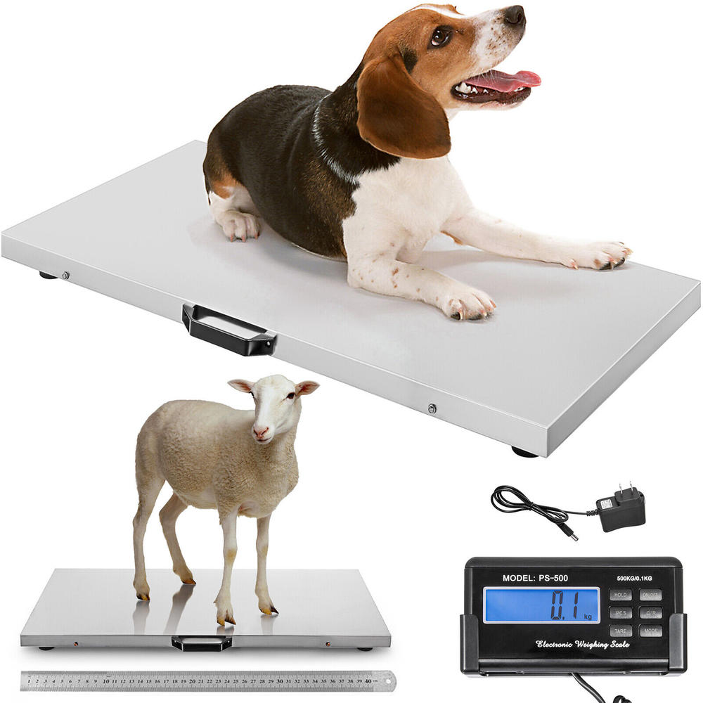 VEVOR 1100 Lbsx0.2 Lbs Digital Livestock Scale Large Pet Vet Scale Stainless Platform