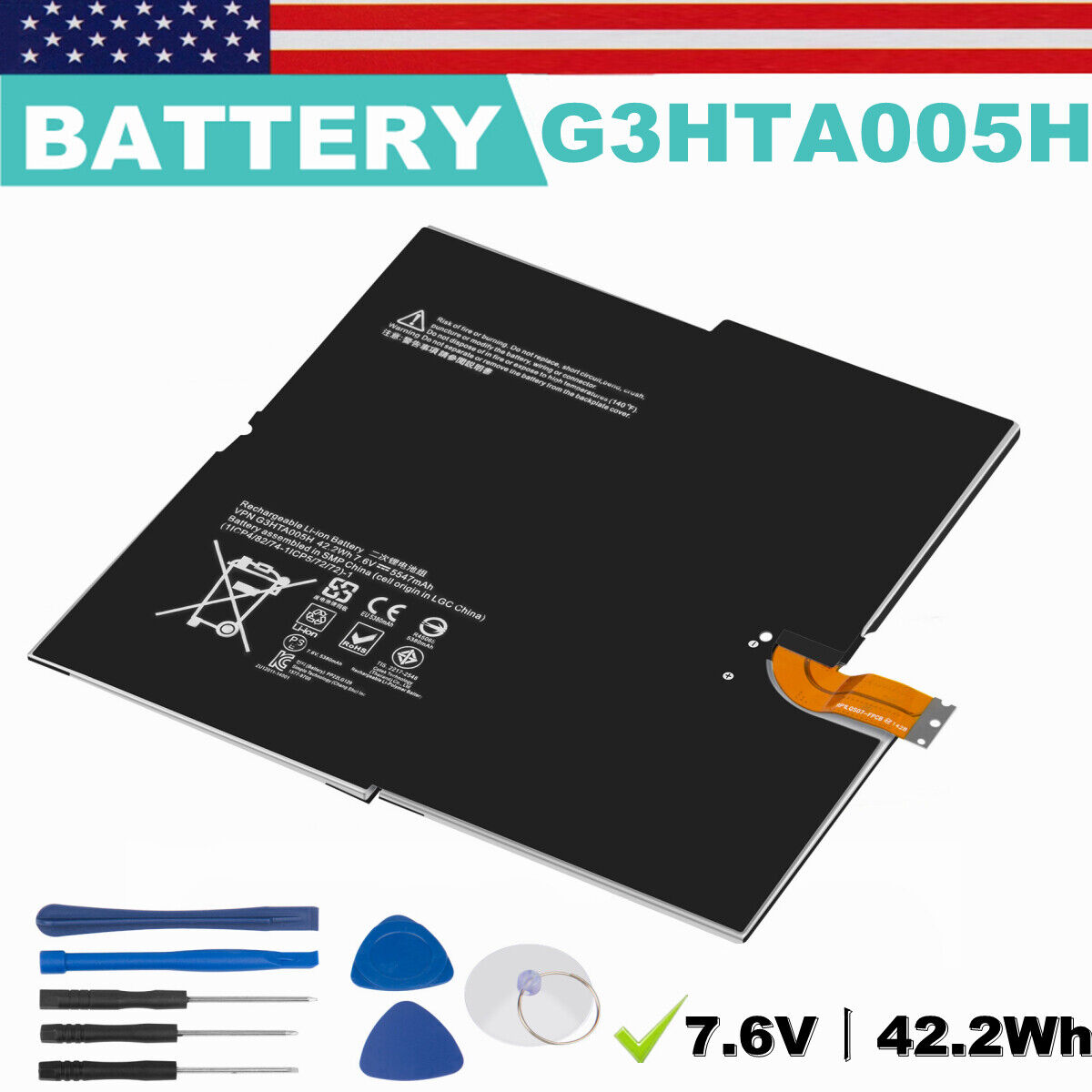 Great Choice Products Battery G3Hta005H G3Hta009H For Microsoft Surface Pro3 Pro 3 Model 1631 42.2Wh