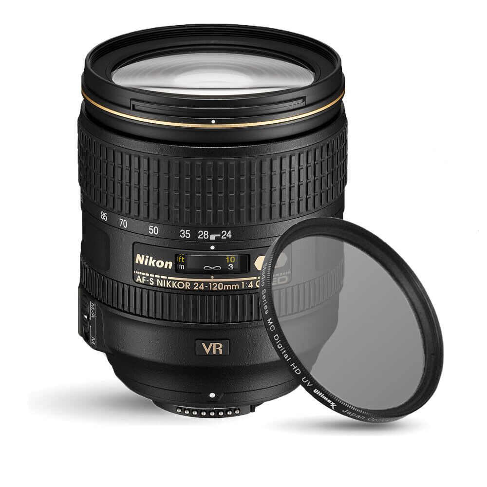Nikon Af-S Nikkor 24-120Mm F/4G Ed Vr Lens + Uv Filter - New In White Box