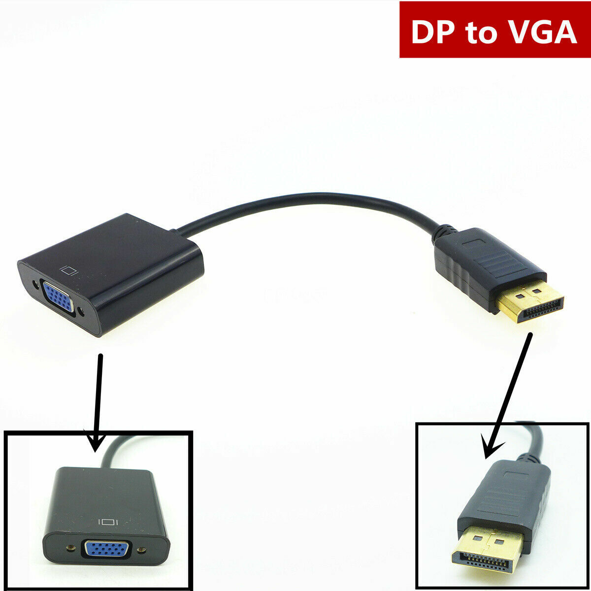 Great Choice Products 100 Xdisplay Port Dp To Vga Adapter Cable 1080P For Laptop Desktop Game Monitor