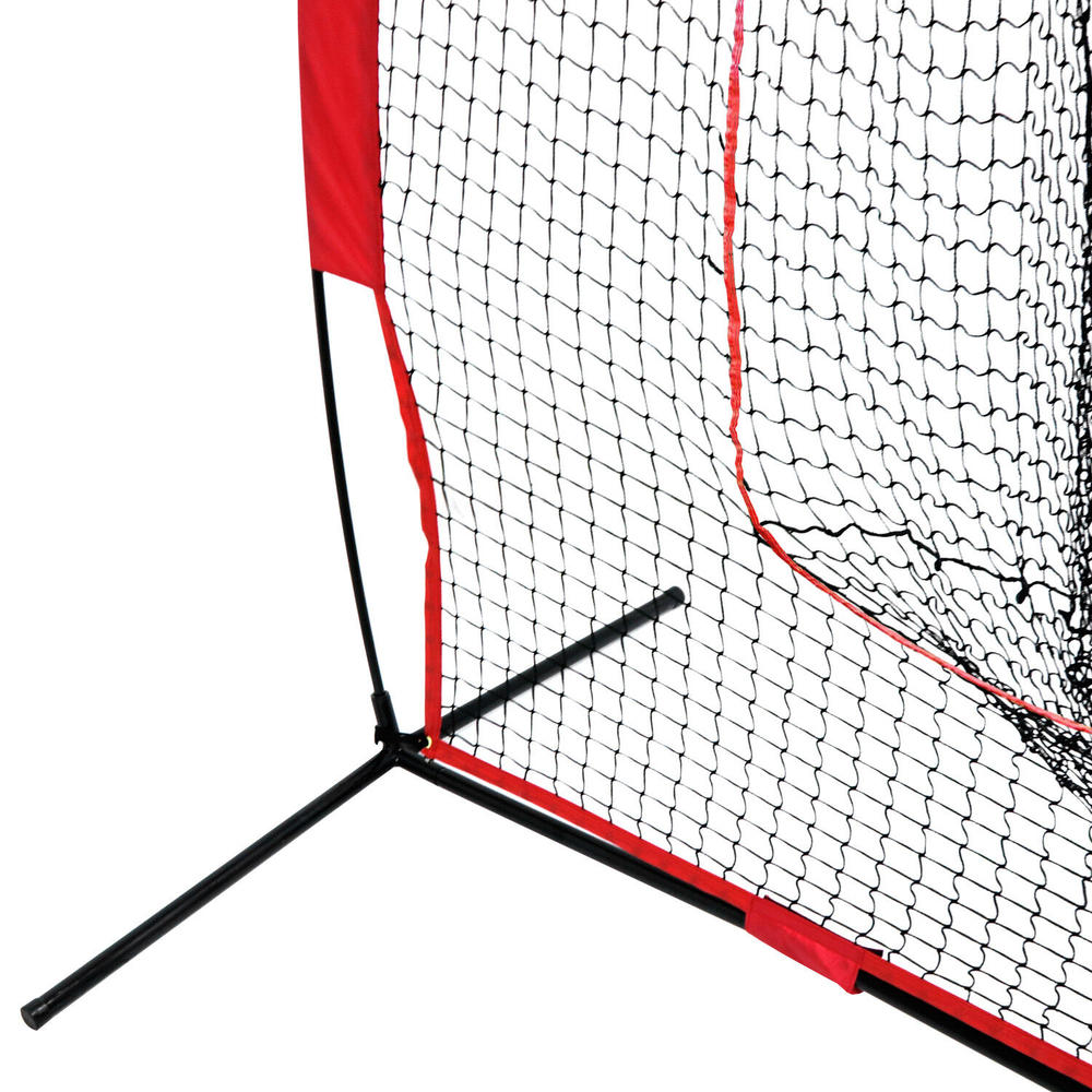Great Choice Products Bag And Bow Frame Pro Style Batting Tee +Baseball Softball 7'×7' Practice Net