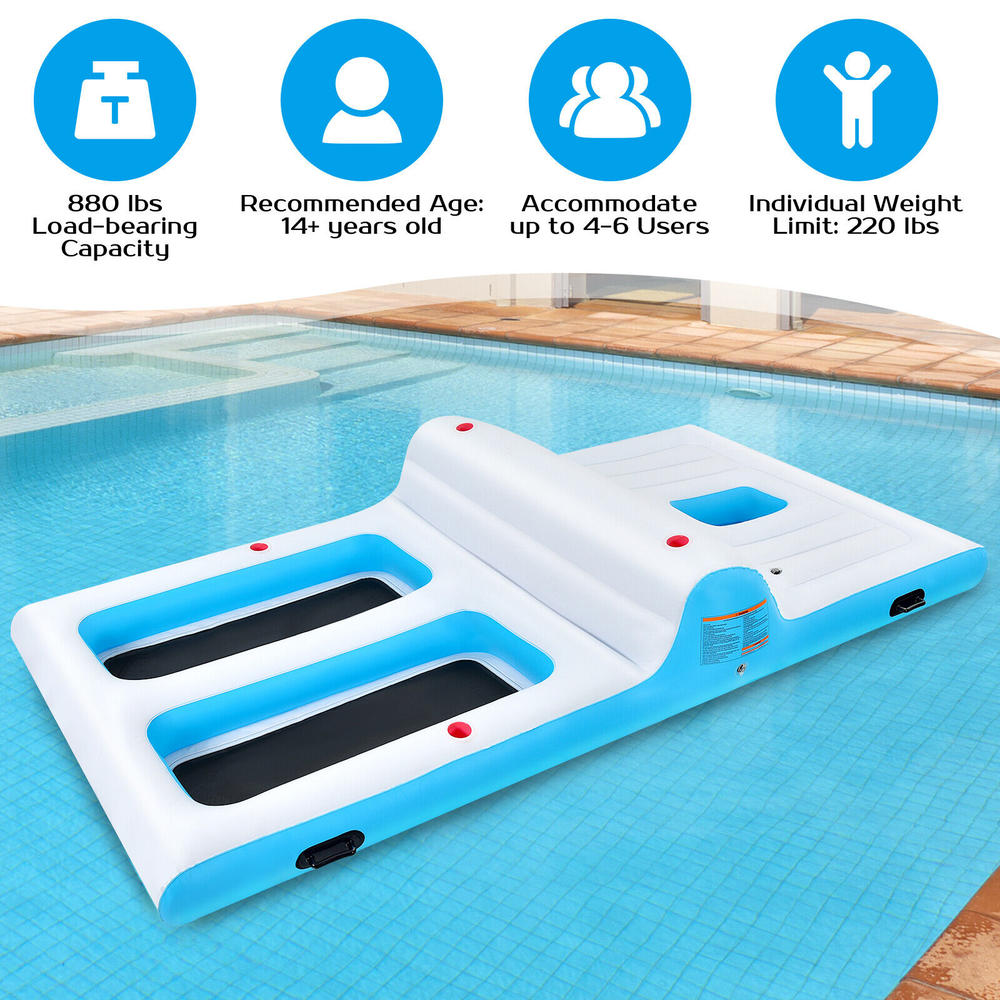 Great Choice Products 4 Person Inflatable Island Lake Floating Lounge Raft With 130W Electric Air Pump