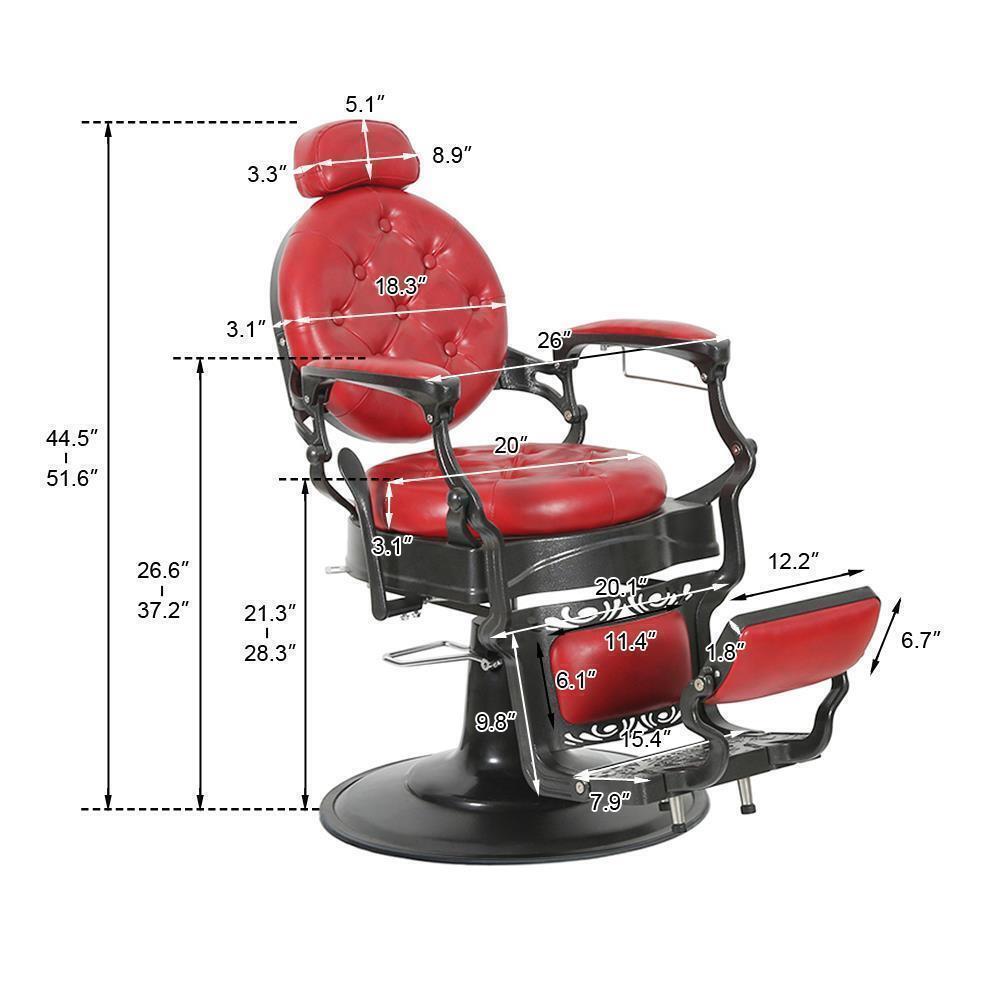 Great Choice Products Antique Barber Chair Vintage Barber Chair Hydraulic Reclining Tattoo Salon Chair