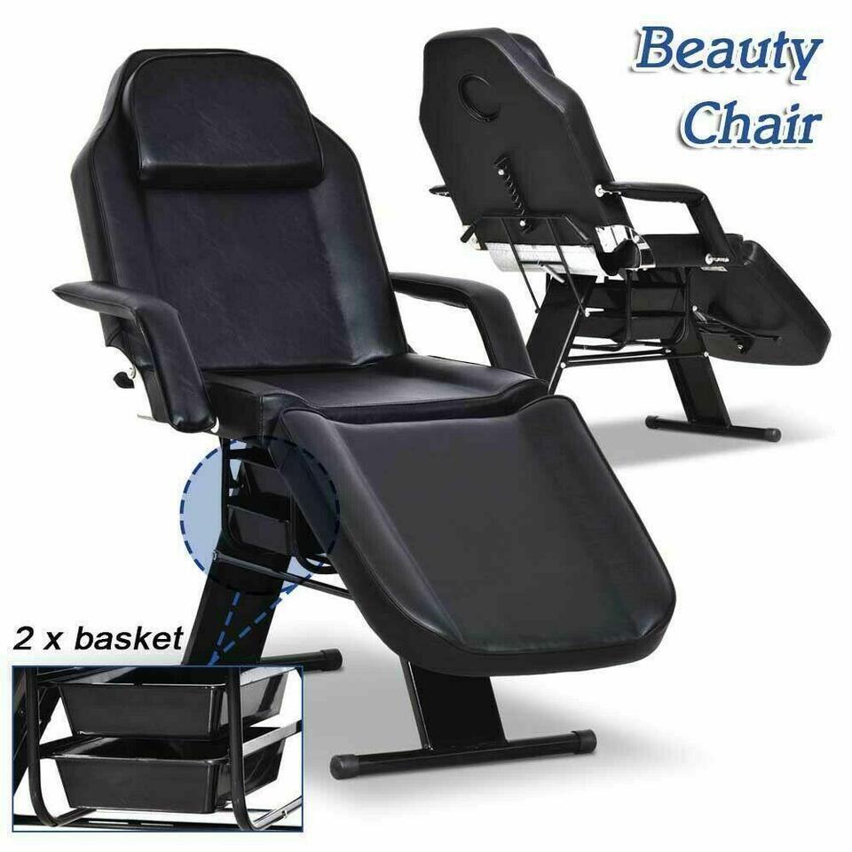 Great Choice Products Black Tattoo Massage Table Bed Beauty Spa Facial Salon Chair With 2 Storage Box