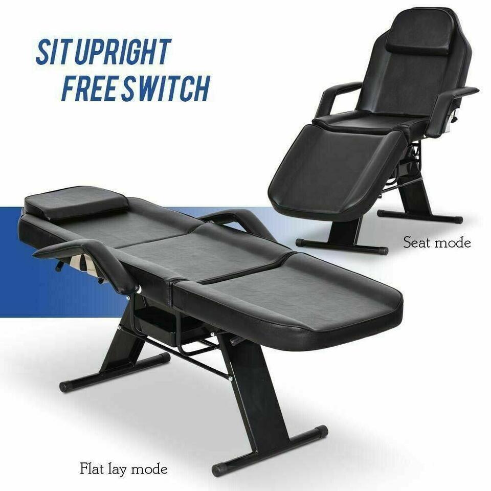Great Choice Products Black Tattoo Massage Table Bed Beauty Spa Facial Salon Chair With 2 Storage Box