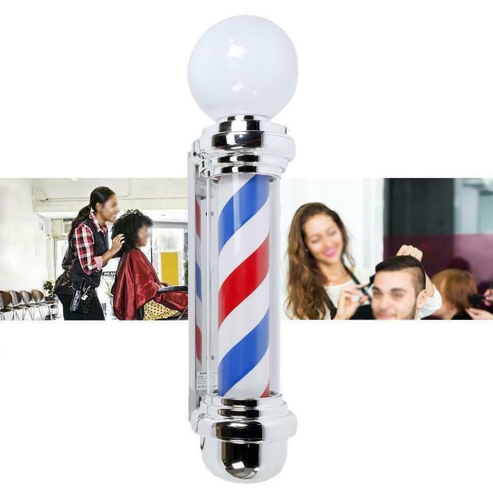 Great Choice Products Classic Barber Pole Rotating Light Barber Shop Stripes Wall Lamp Hair Salon Sign