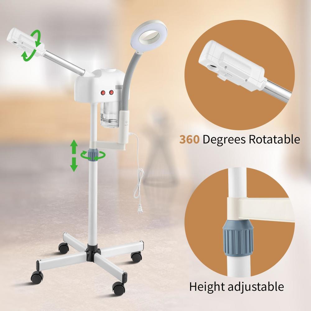 Great Choice Products Height Adjustable Facial Steamer W/5X Led Magnifying Lamp – 2 In 1 Ozone Steamer