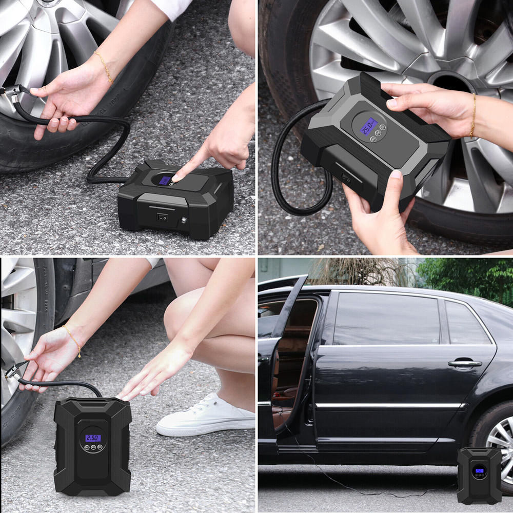 Great Choice Products Portable Tire Inflator Car Air Pump Compressor Electric Auto 12V Dc Volt 150 Psi