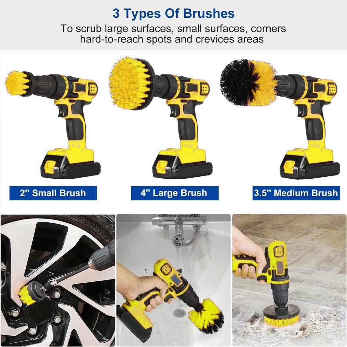 Great Choice Products 3 Pack Drill Brush Power Scrubber Cleaning Brush Set Drill Scrub Brushes Kit