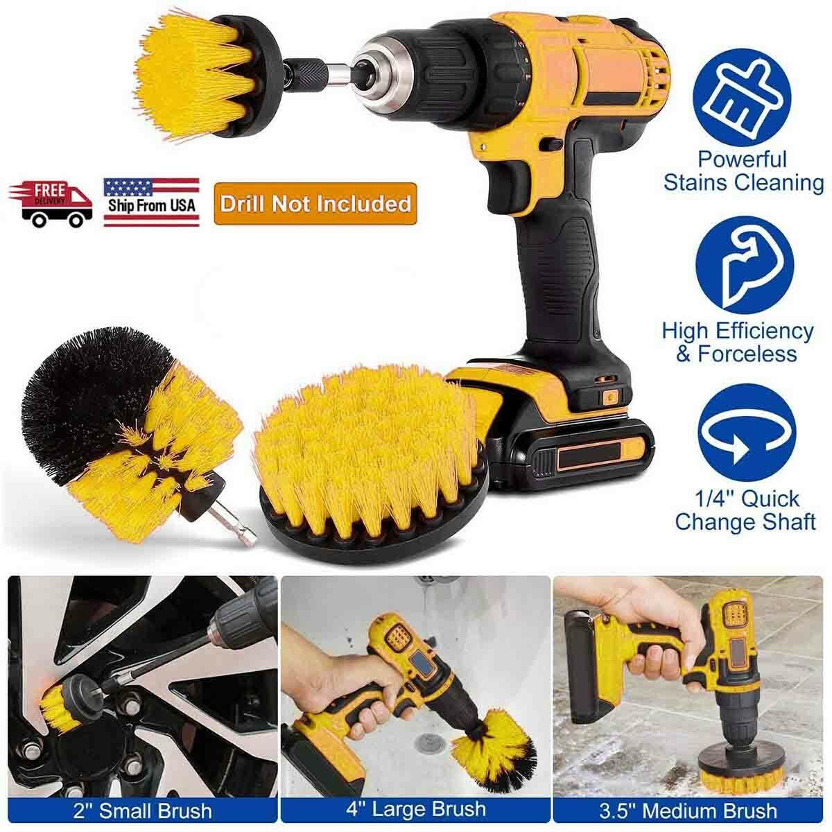 Great Choice Products 3 Pack Drill Brush Power Scrubber Cleaning Brush Set Drill Scrub Brushes Kit