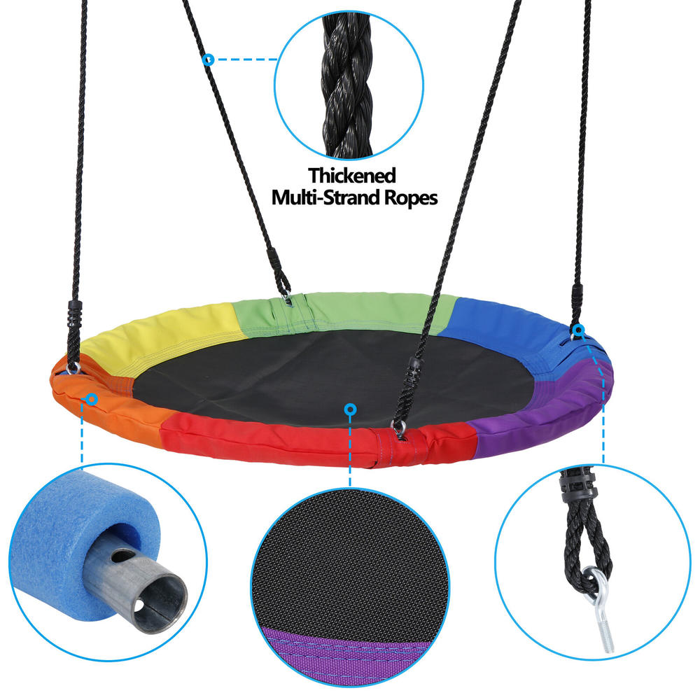 Great Choice Products 40" Waterproof Saucer Tree Swing Set Adjustable Hanging Ropes Multicolor Swing