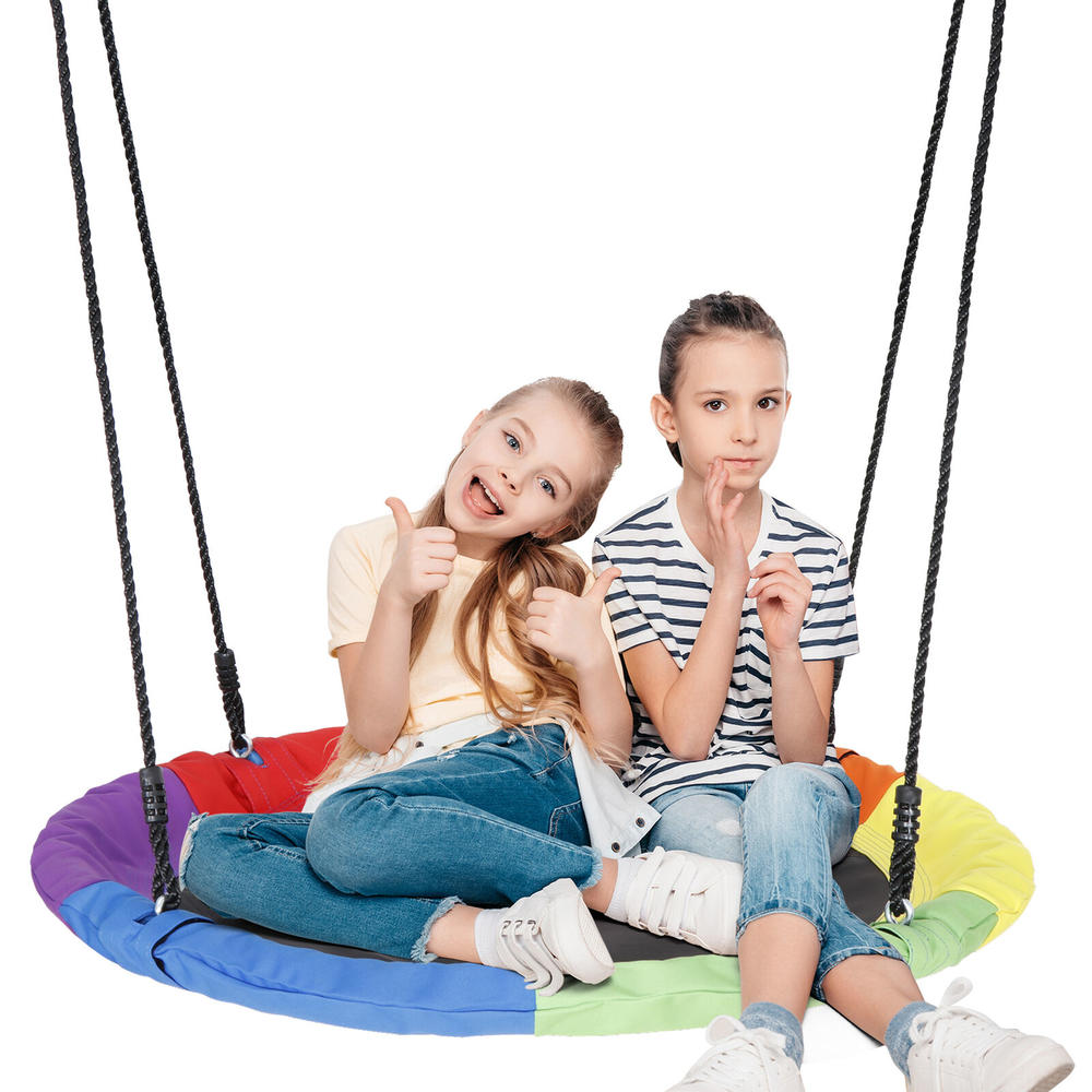 Great Choice Products 40" Waterproof Saucer Tree Swing Set Adjustable Hanging Ropes Multicolor Swing