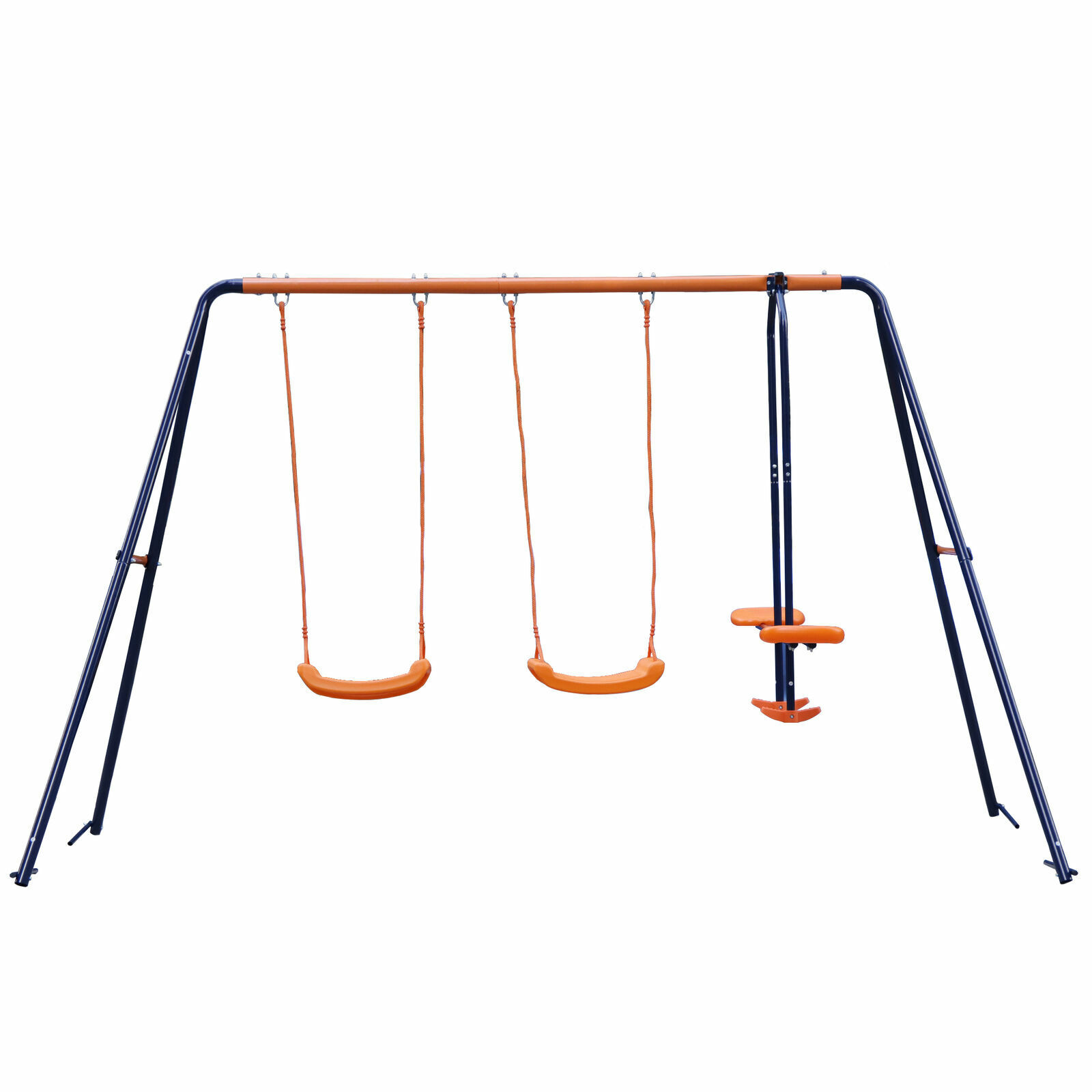 Great Choice Products Outdoor Double Swings Set Swing With 1 Seesaw Set For Children Yard Garden Play