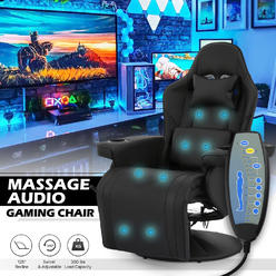 Great Choice Products Gaming Racing Massage Chair Reclinable Computer Swivel Seat W/Bluetooth Speakers