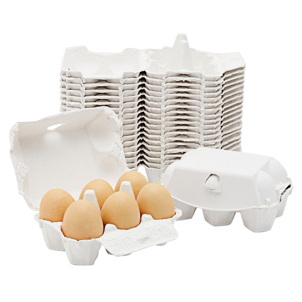 Great Choice Products 20 Pack 6 Count Empty Egg Cartons For Chicken Eggs, 1/2 Dozen Cartons, White