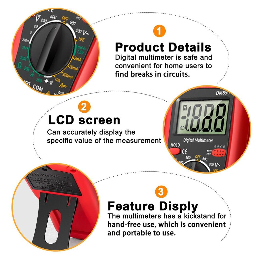 Great Choice Products Lcd Digital Multimeter Voltmeter Ammeter Ohmmeter Volt Ac Dc Tester Leads Meter
