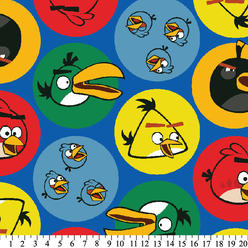 Great Choice Products Angry Birds Bird Circles On Blue Kids Fleece Fabric Print By The Yard A325.08