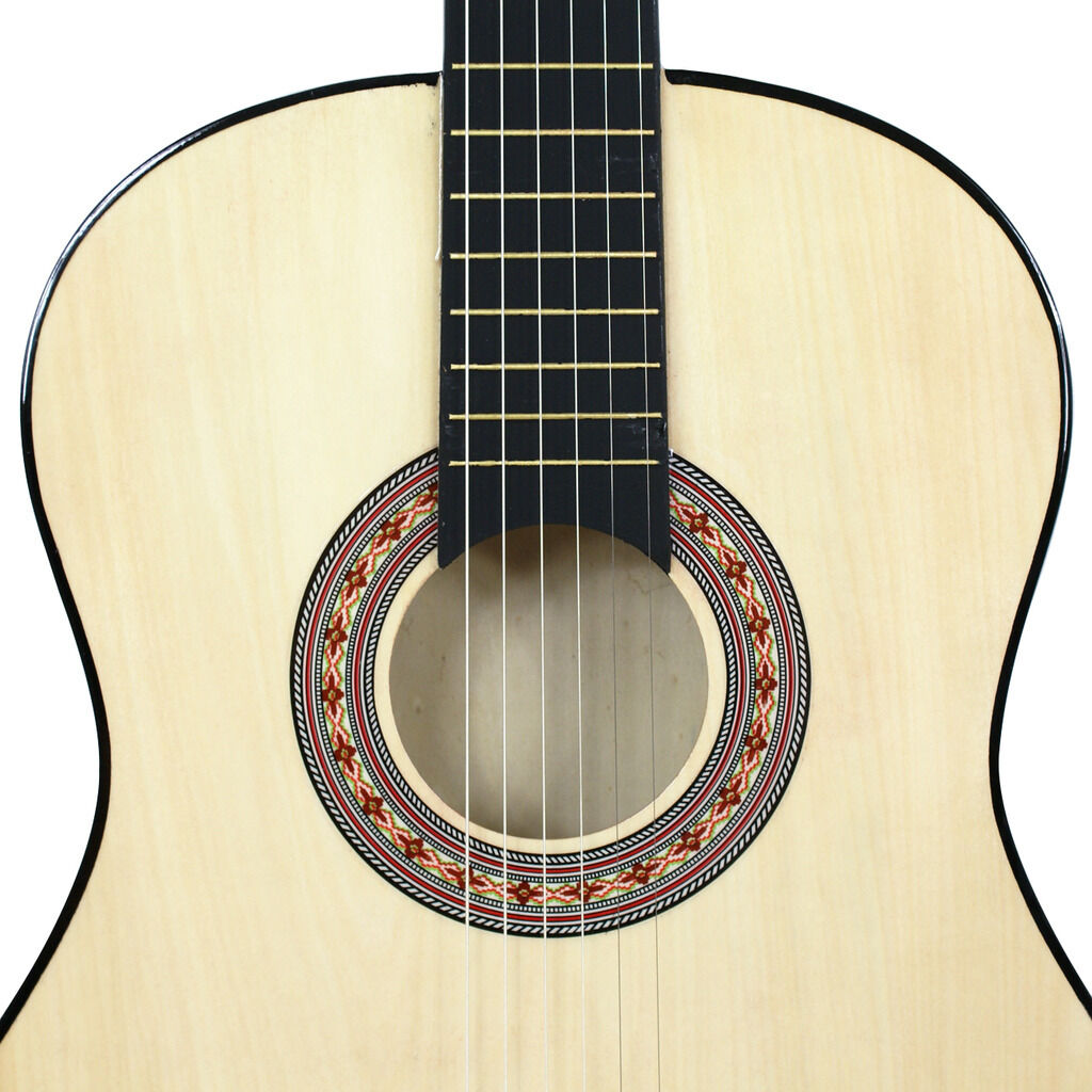 Great Choice Products Acoustic Wooden Guitar With Guitar Case,Strap,Tuner, Pick Natural 38" Beginners