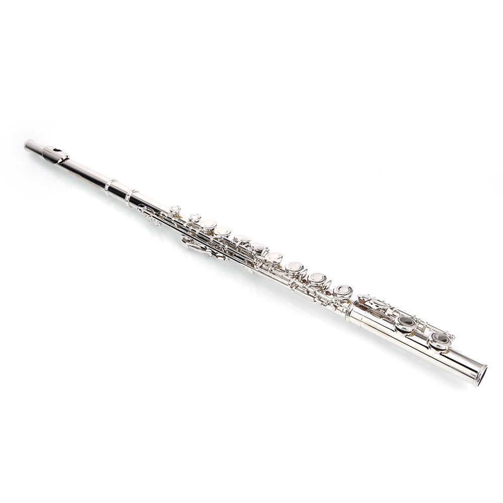 Great Choice Products Nickel Plated 16 Closed Hole C Tone Silver Flute Student Instrument For Beginner