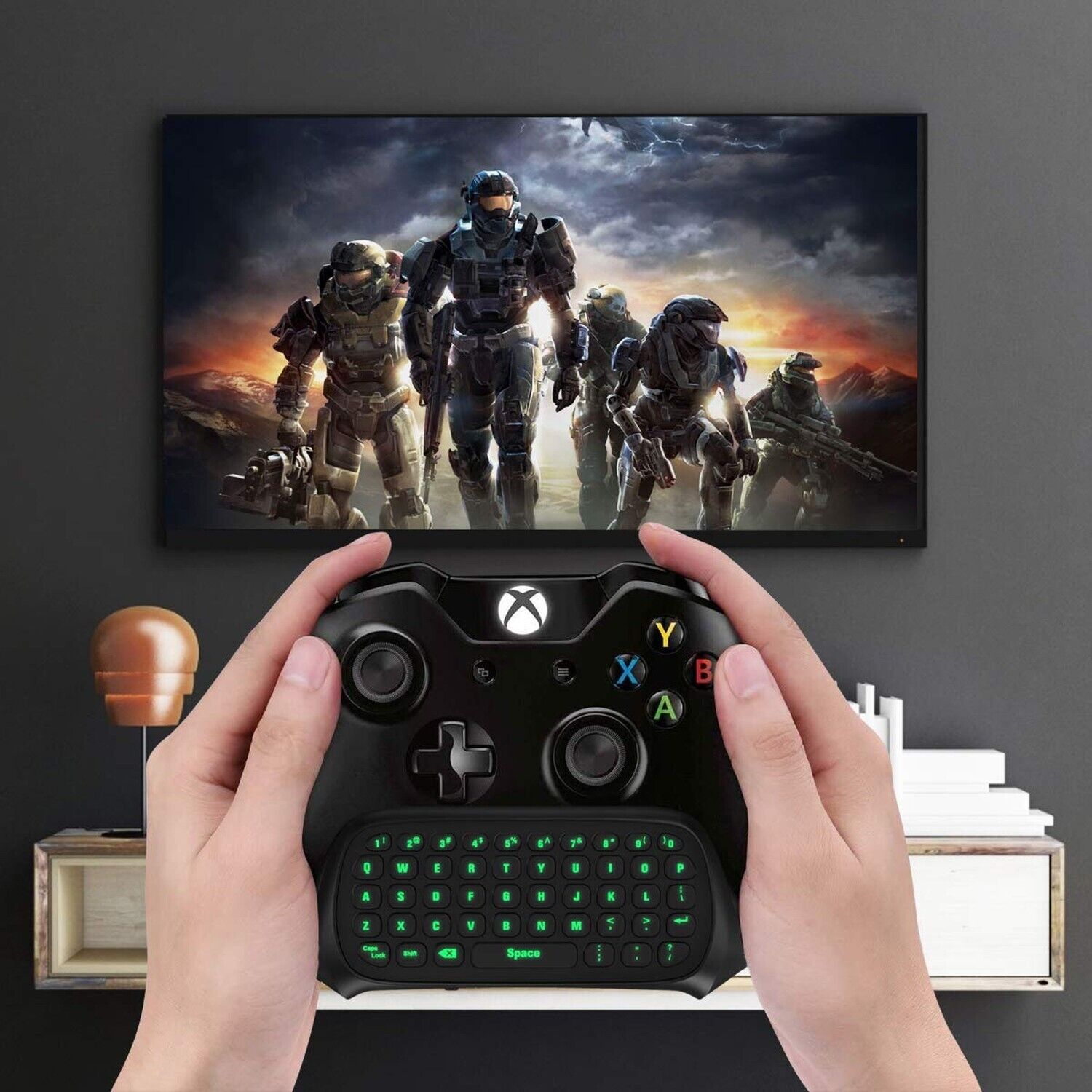 Great Choice Products Mini Game Keyboard With Green Backlight For Xbox One, Xbox Series X/S,...
