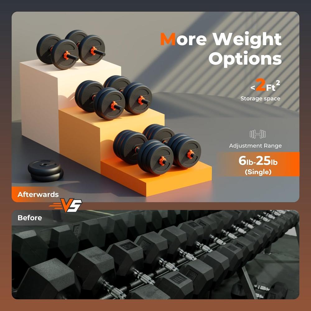 GCP Products Adjustable Dumbbells, 20/30/40/50/70/90lbs Free Weight Set with Connector, 4 in1 Dumbbells Set Used as Barbell, Kettlebells