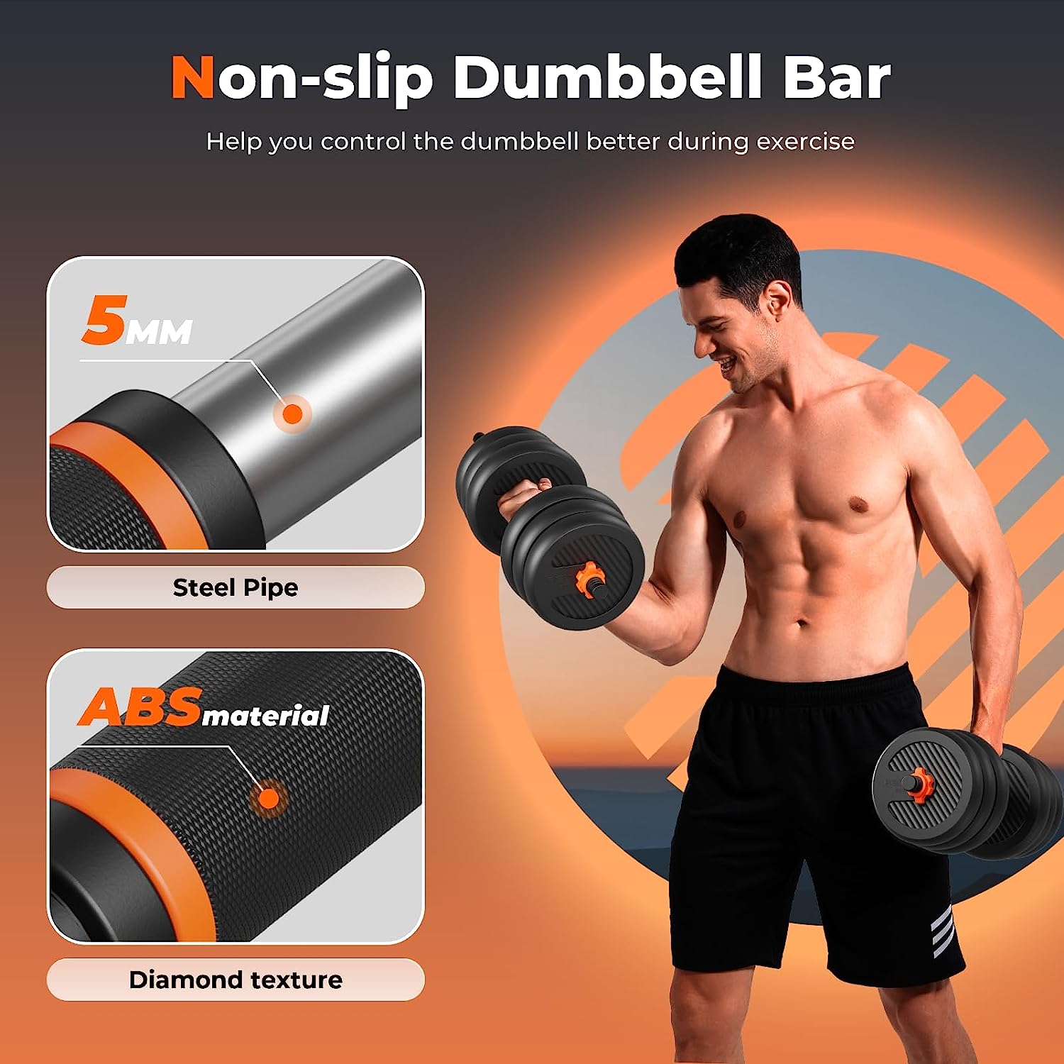 GCP Products Adjustable Dumbbells, 20/30/40/50/70/90lbs Free Weight Set with Connector, 4 in1 Dumbbells Set Used as Barbell, Kettlebells