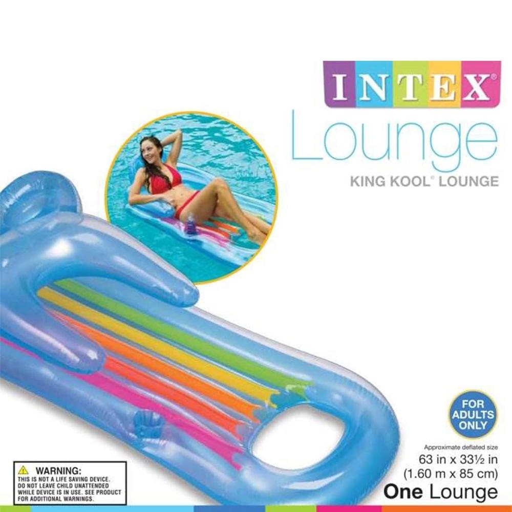 Intex King Kool Lounge Inflatable Swimming Pool Lounger with Headrest ...
