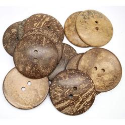Great Choice Products 30Pcs 50Mm 2-Hole Big Natural Coconut Buttons Round Sewing Brown Overcoat Buttons