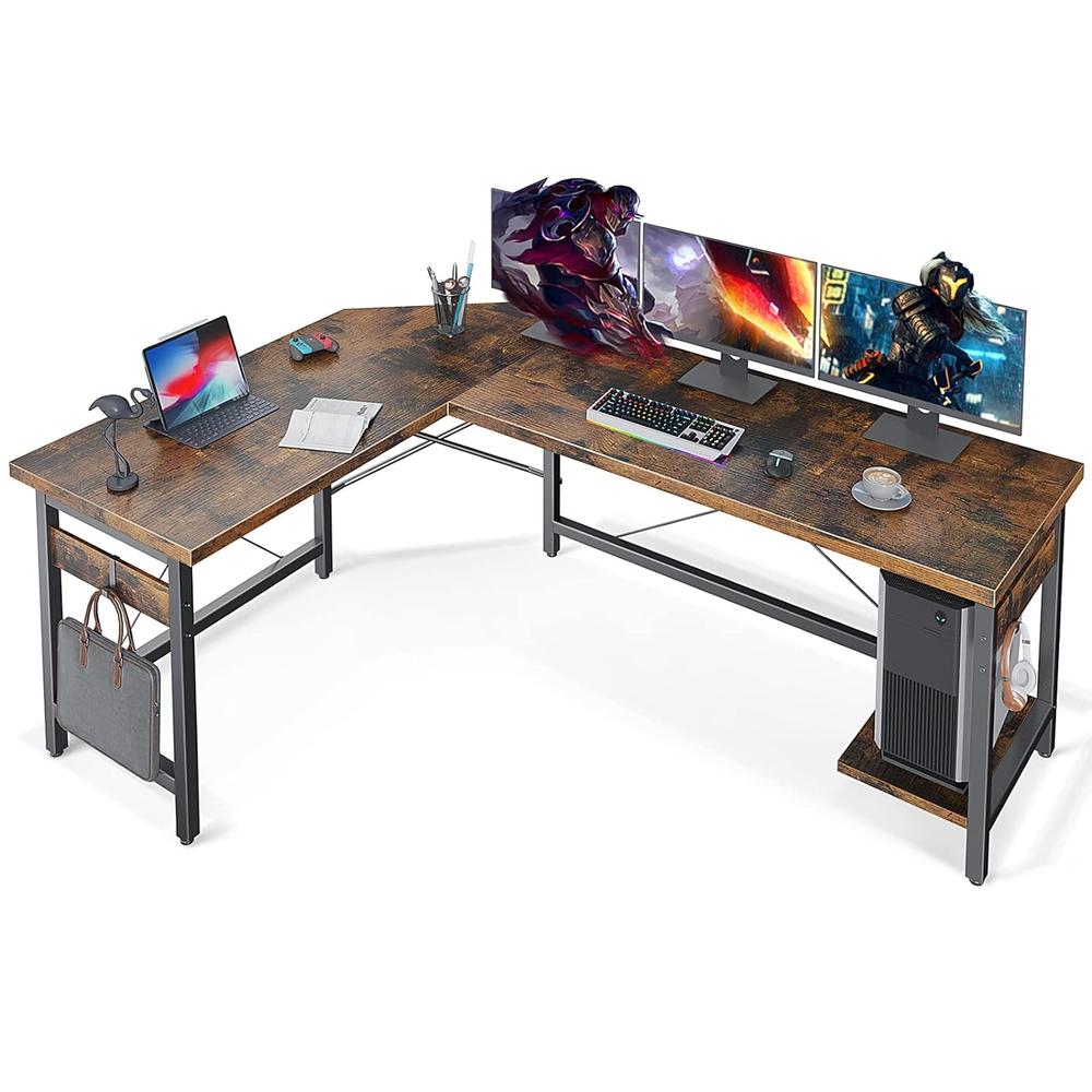 Great Choice Products 59" L Shaped Gaming Desk, Corner Computer Desk, Sturdy Home Office Computer Table, Writing Desk, Larger Gaming Desk Workstati…