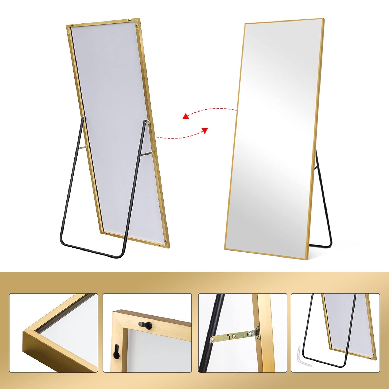 Great Choice Products 63"X20" Mirror Full Length Wall Mirror Floor & Full Length Mirrors For Wall Decor Living Room Wall-Mounted Mirrors Body Mirro…