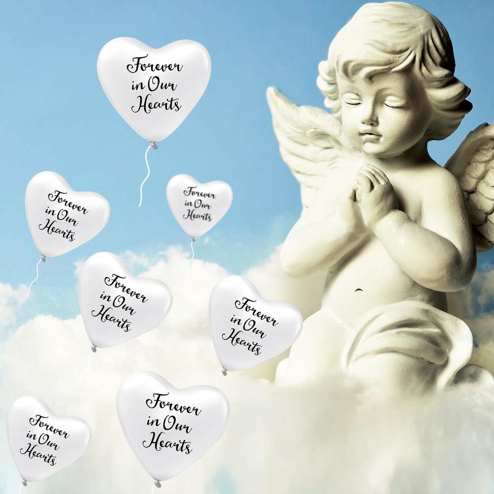 Great Choice Products 60 Pieces Funeral Balloon White Hearts Shape Balloons Memorial Balloons Latex Balloons With 2 Rolls White Balloon Ribbons For…