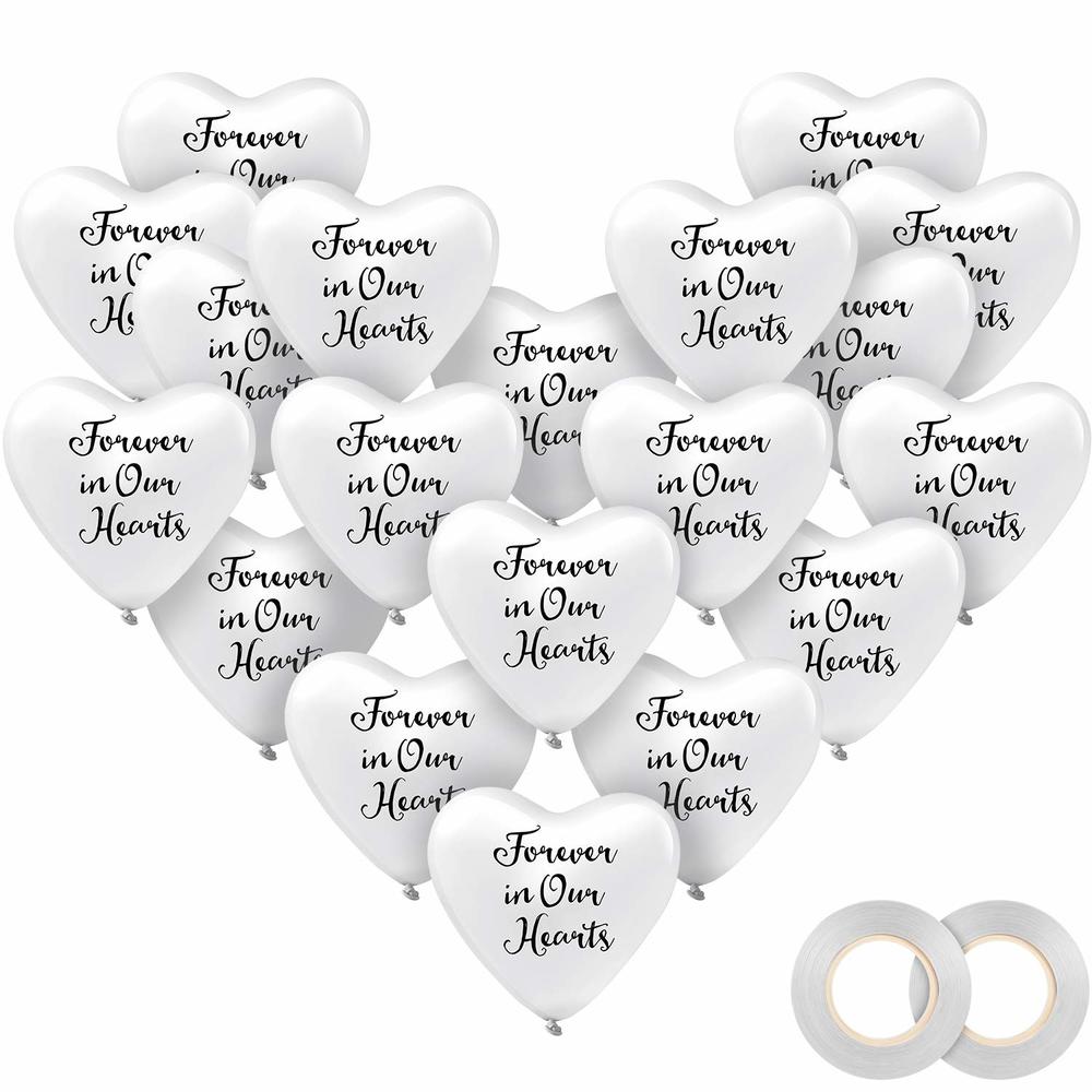Great Choice Products 60 Pieces Funeral Balloon White Hearts Shape Balloons Memorial Balloons Latex Balloons With 2 Rolls White Balloon Ribbons For…