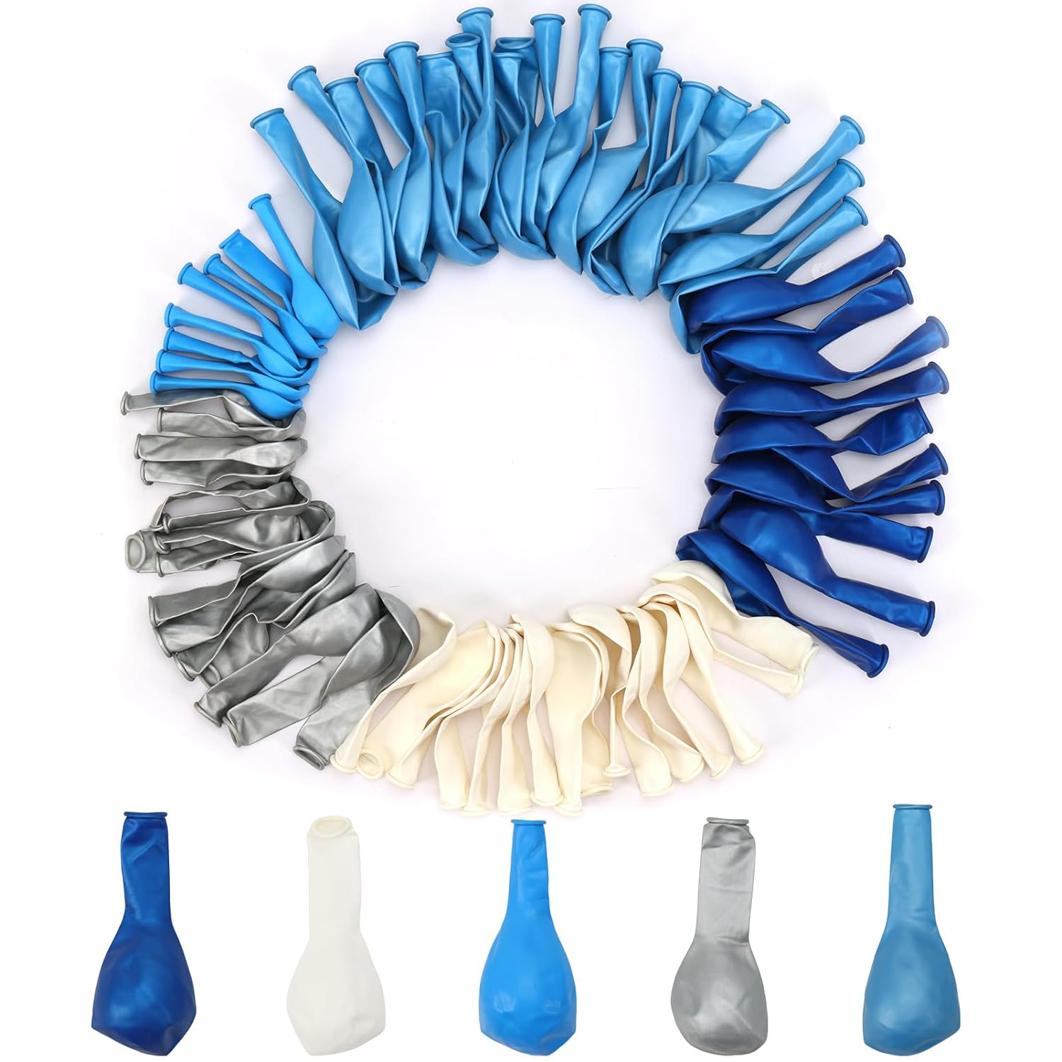 Great Choice Products 144Pcs Blue Balloons Arch Garland Kit, 18/12/10/5 Inch Blue White And Silver Party Balloons Silver Confetti Latex Balloons Fo…