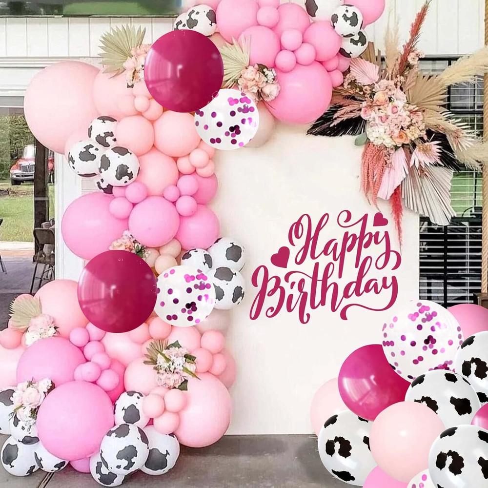 100-Piece Cow Print Balloons Set | 12" Pink Western Theme Party Decorations