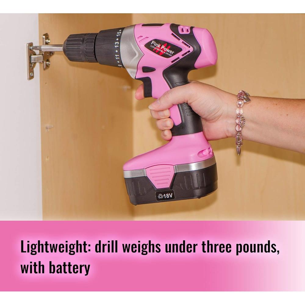 Great Choice Products Drill Set And Electric Screwdriver Tool Kit For Women'S Pink Tool Set - 18V Cordless Drill With Bit Set, 3.6V Cordless Screwd