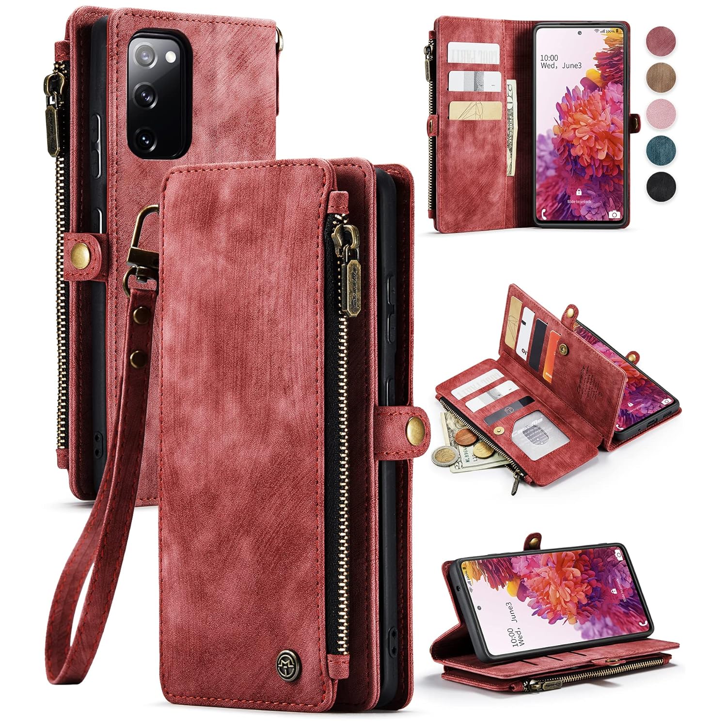 Great Choice Products Samsung Galaxy S20 Fe Case, Samsung S20 Fe Case Wallet For Women Men, Durable Pu Leather Magnetic Flip Lanyard Strap Wristlet…