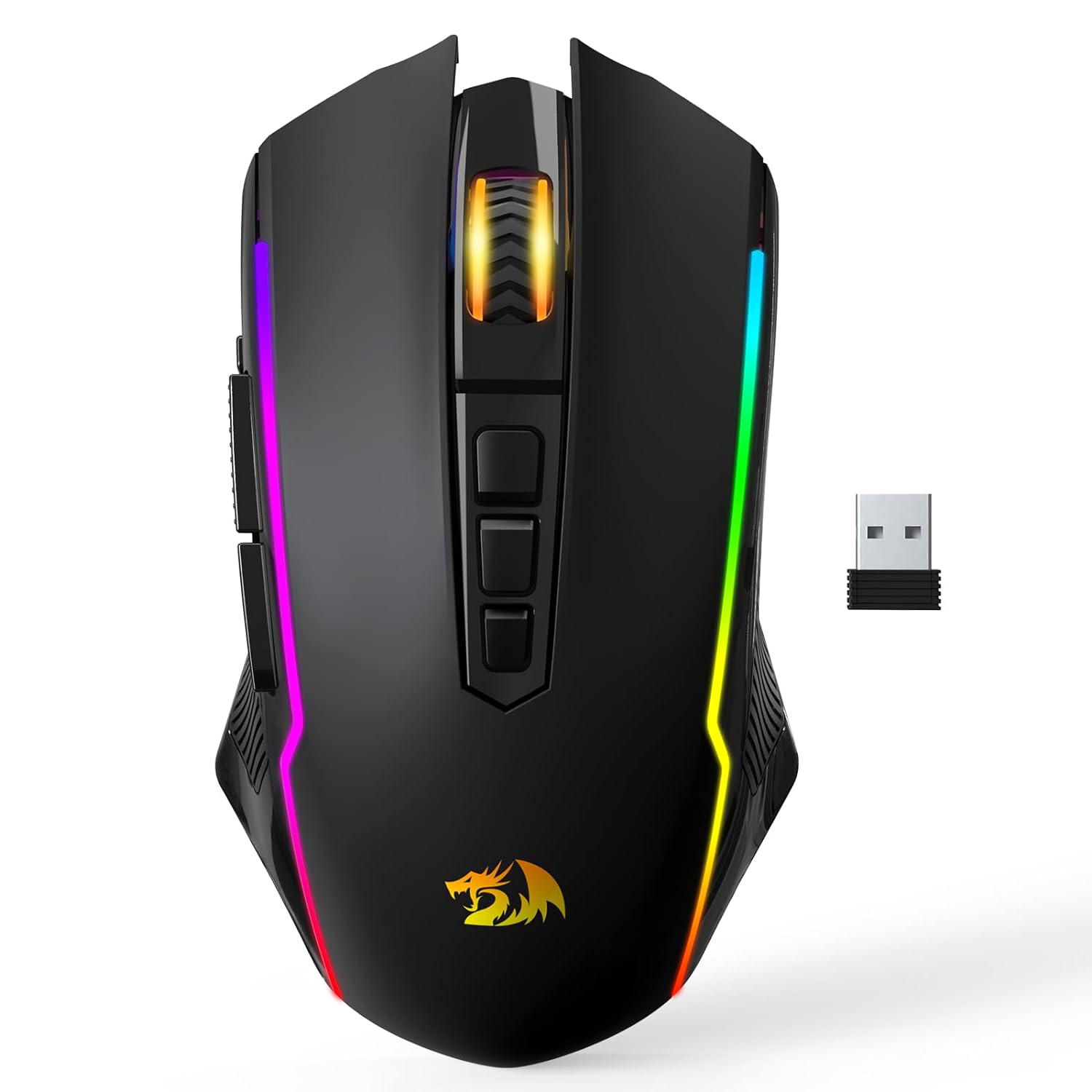 Redragon Wireless Gaming Mouse, Tri-Mode 2.4G/USB-C/Bluetooth Mouse Gaming, 10000 DPI, RGB Backlit, Fully Programmable, Recha…